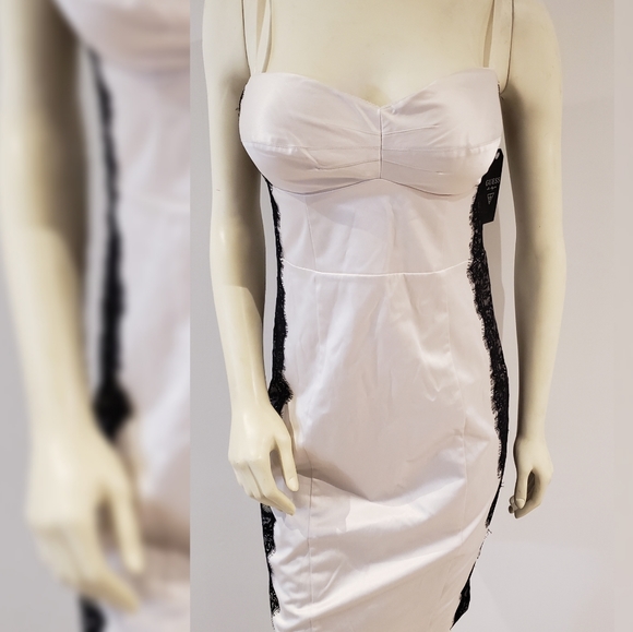 NWT white Guess bustier dress with black lace - Picture 2 of 8